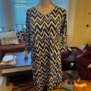 Lilly Pulitzer Navy and White Chevron Long Sleeve Dress